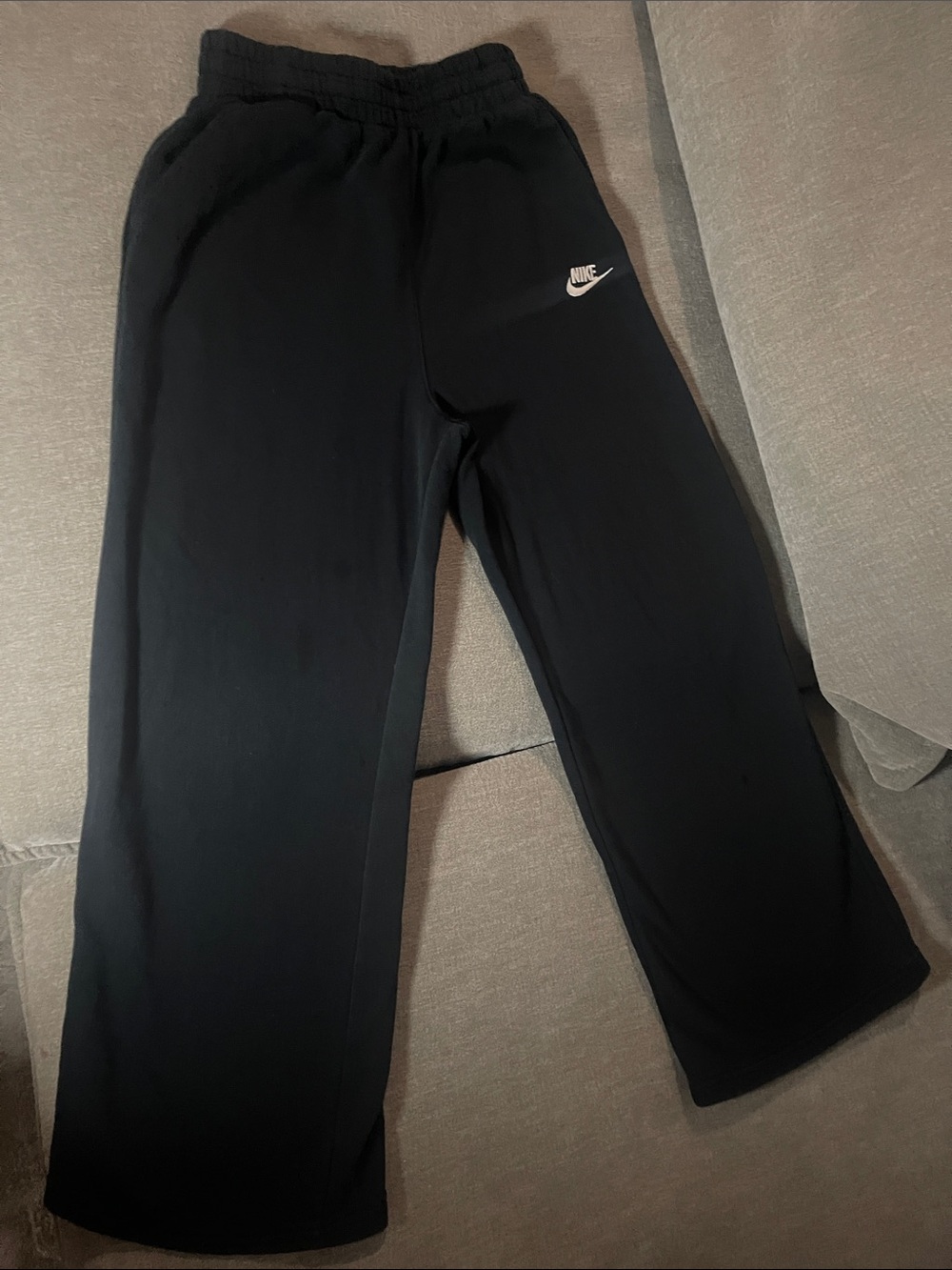 Nike Kids Black Jogger Sweatpants with White Swoosh
